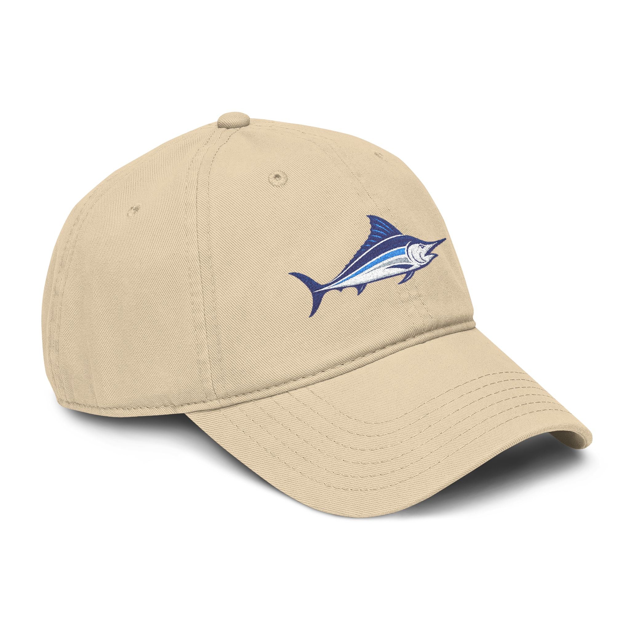 Embroidered Blue Marlin Baseball Cap — Washed Cotton Fishing Hat