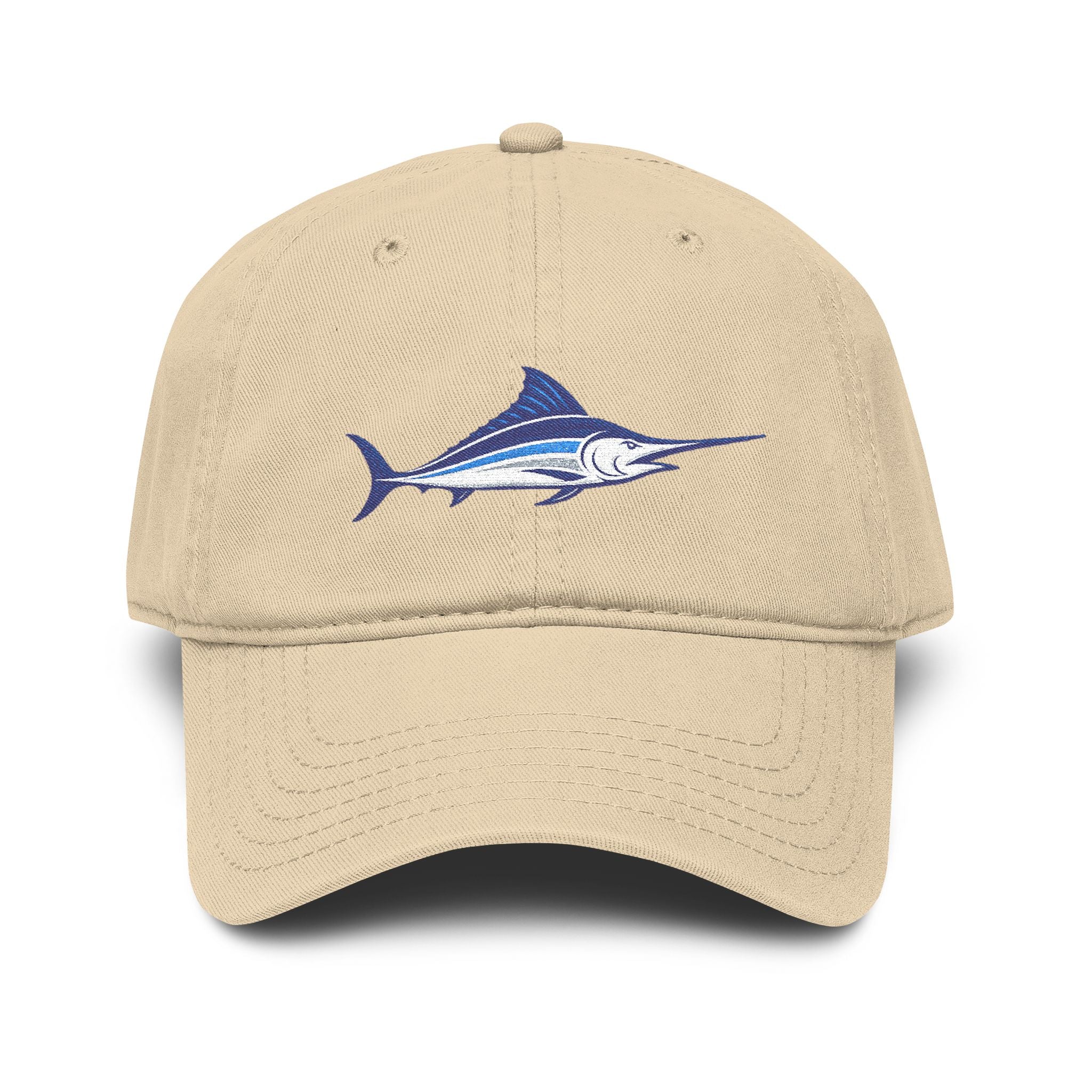 Embroidered Blue Marlin Baseball Cap — Washed Cotton Fishing Hat
