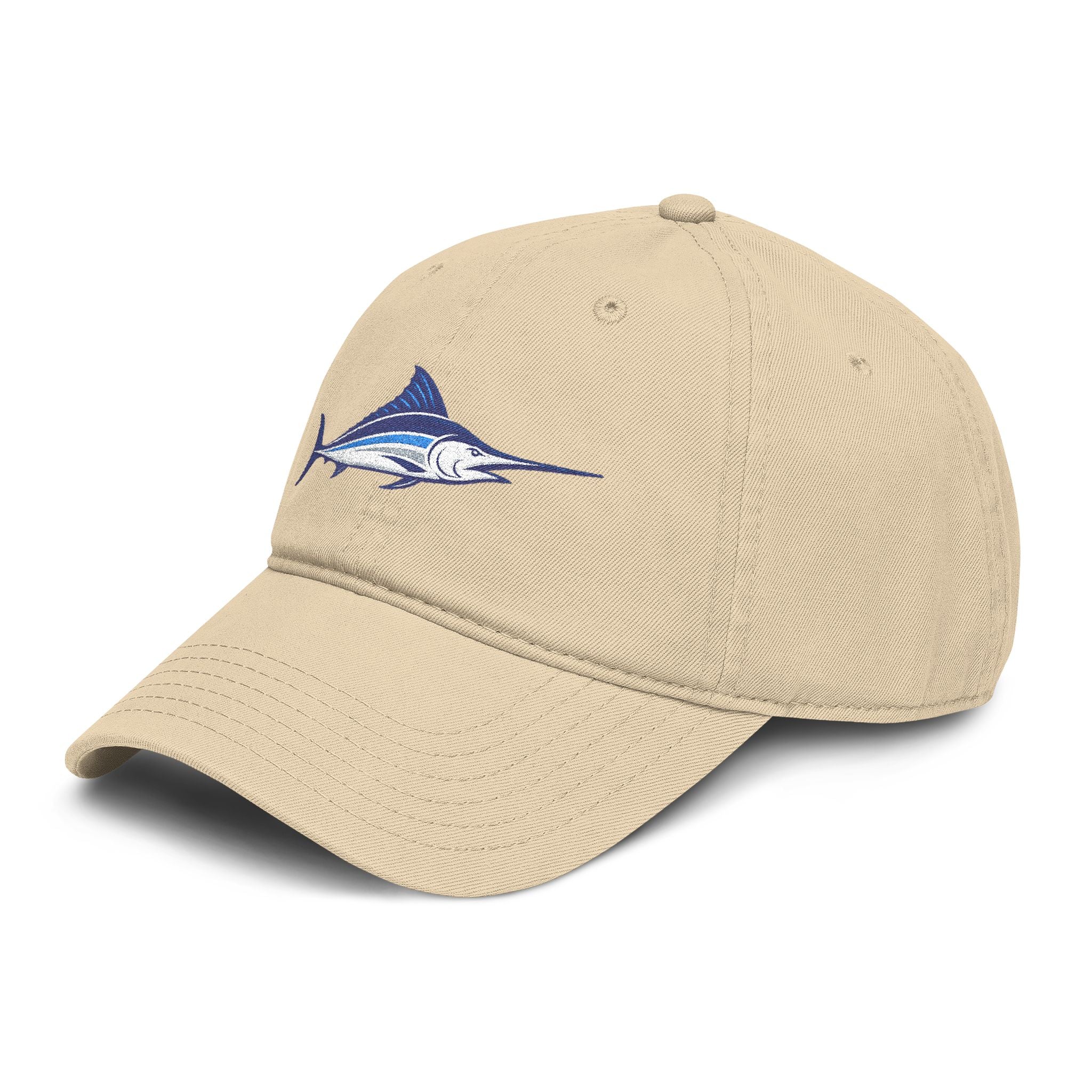 Embroidered Blue Marlin Baseball Cap — Washed Cotton Fishing Hat