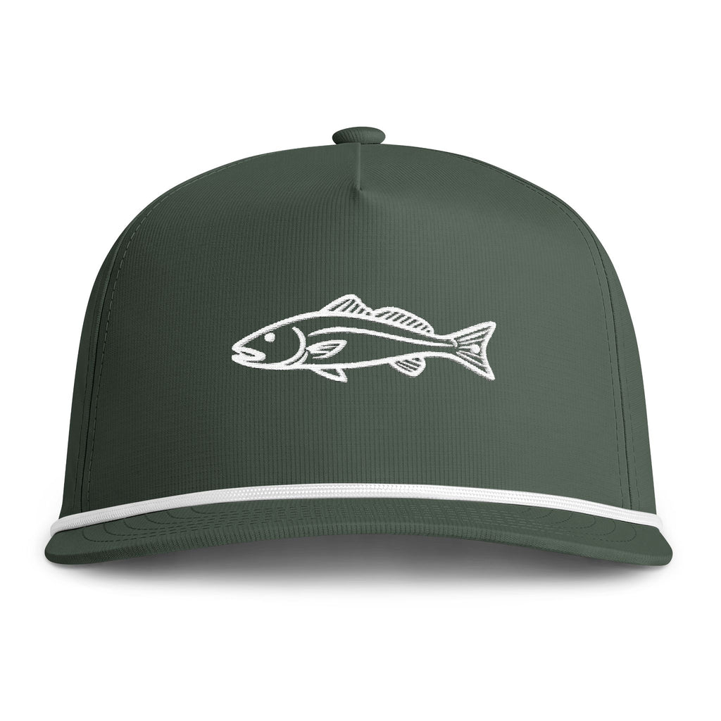 Redfish Embroidered Rope Hat | Moss