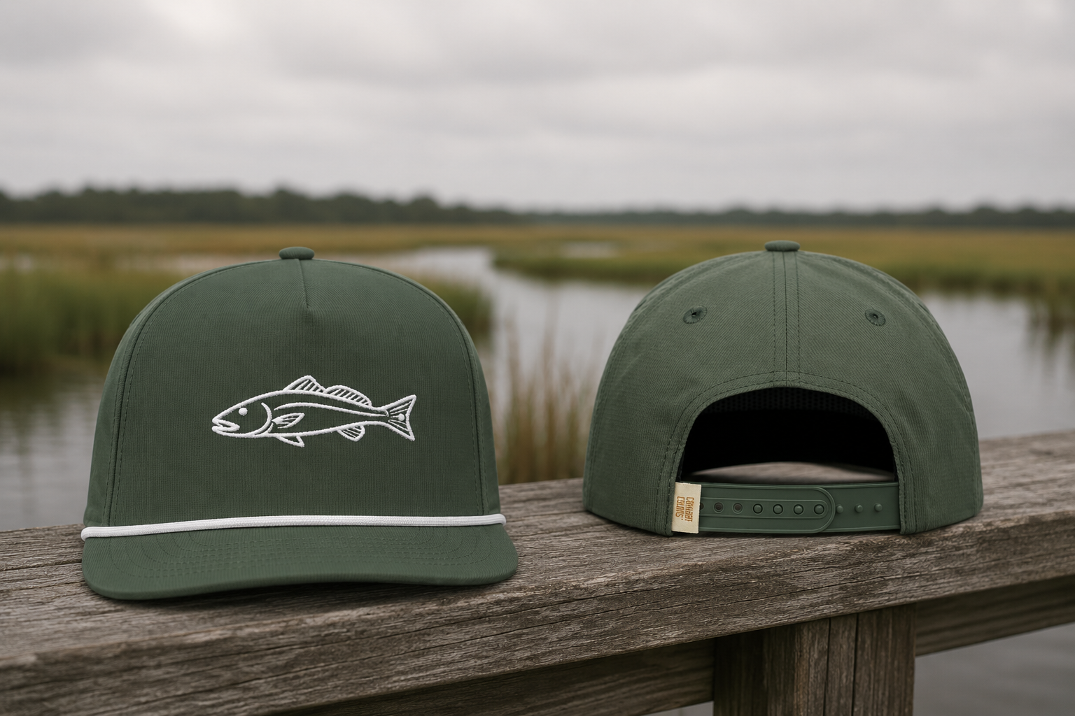 Redfish Embroidered Rope Hat | Moss