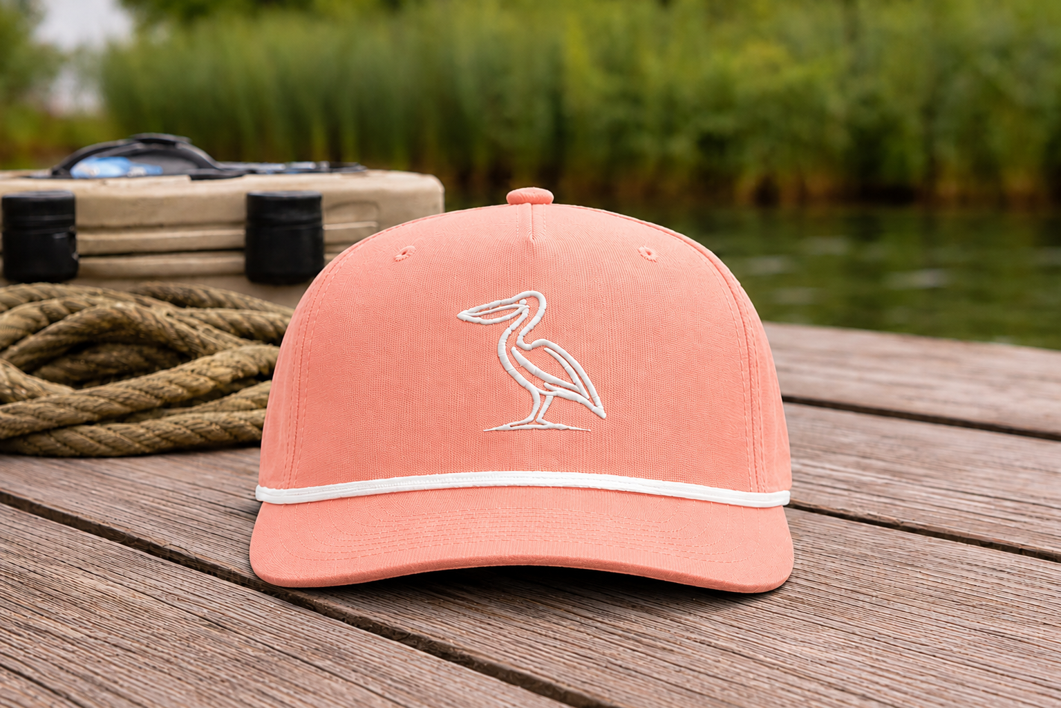 Pelican Embroidered Rope Hat | Peach