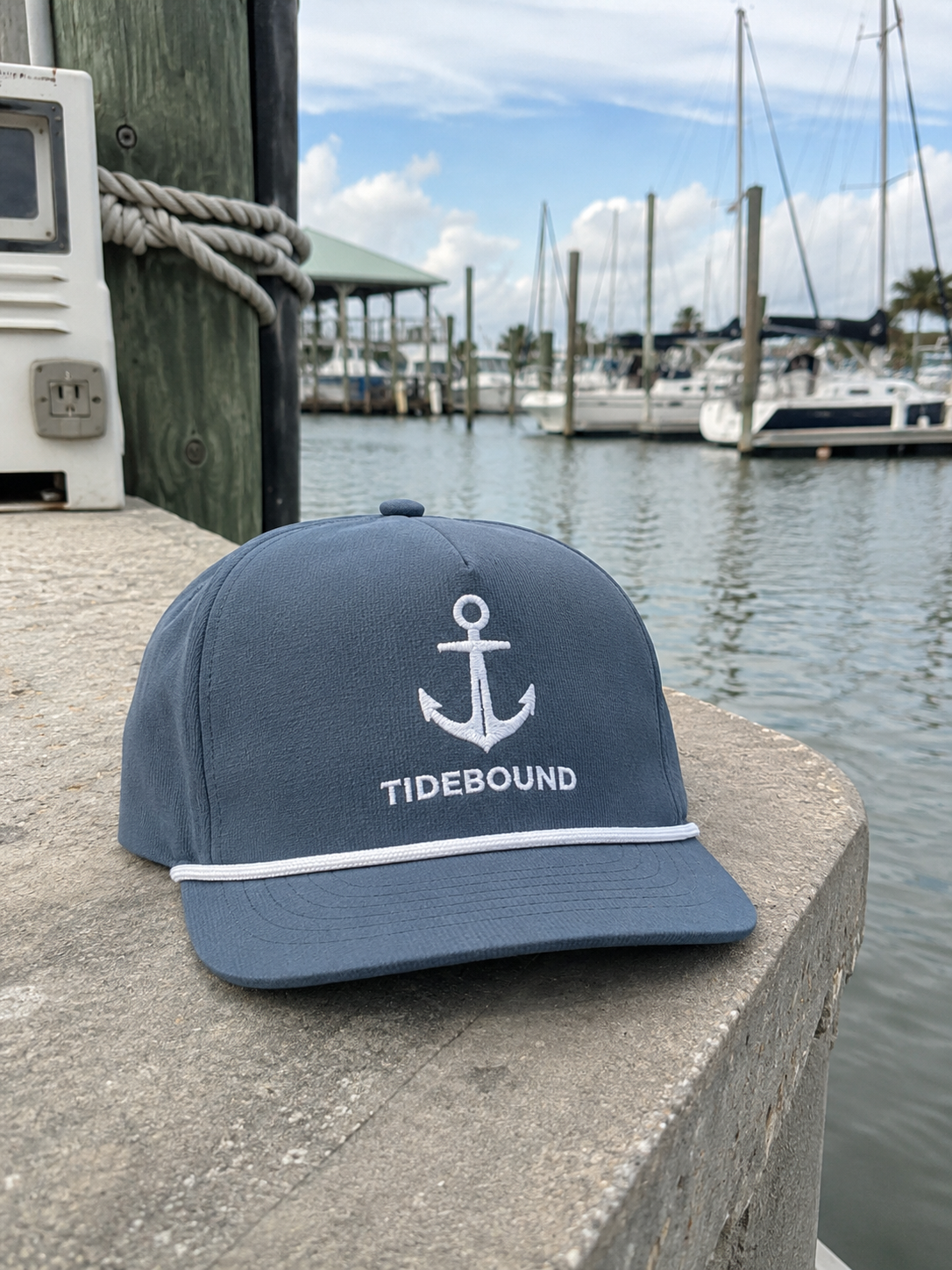 Tidebound Anchor Embroidered Rope Hat | Blue