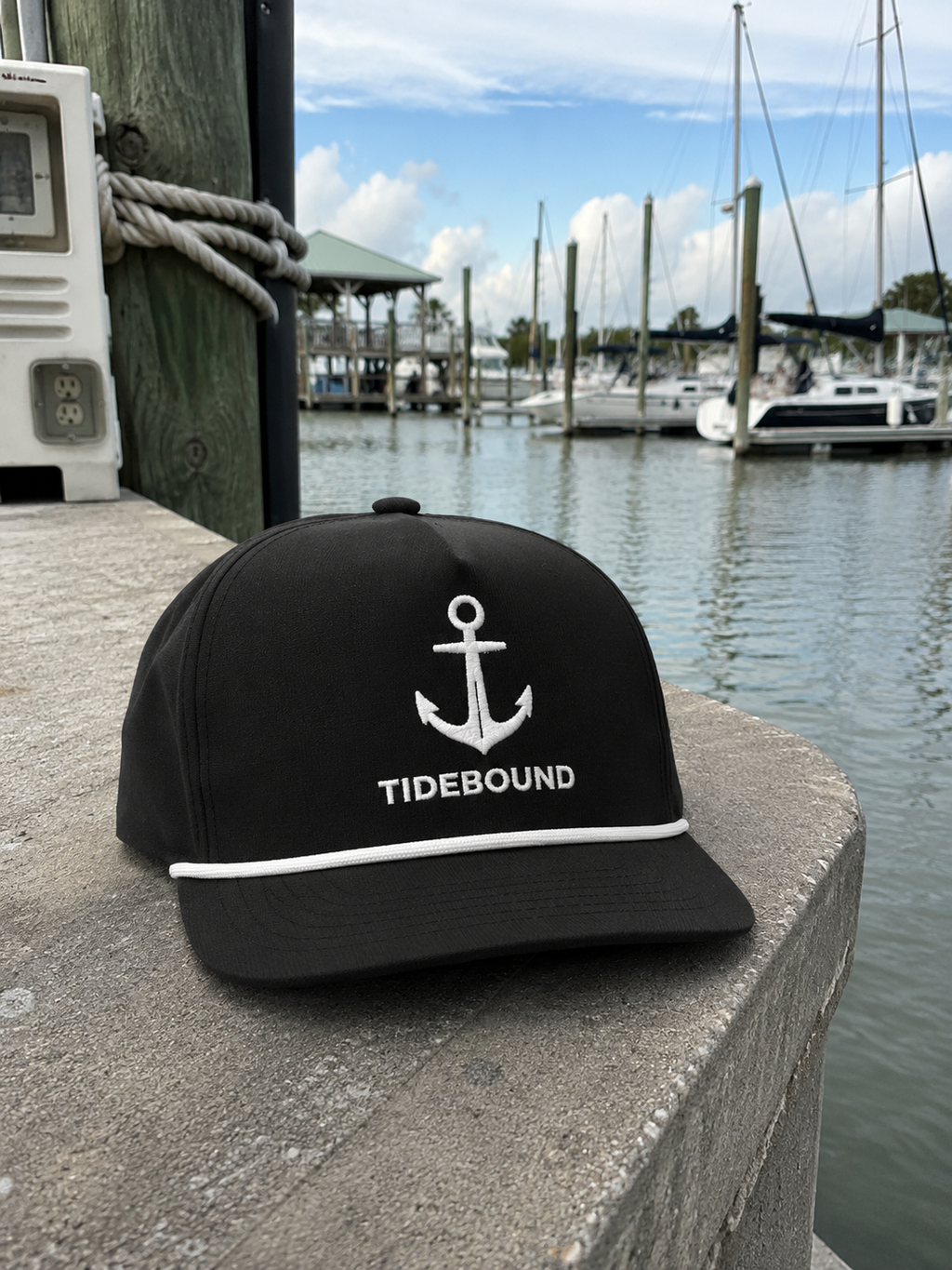 Tidebound Anchor Embroidered Rope Hat | Black