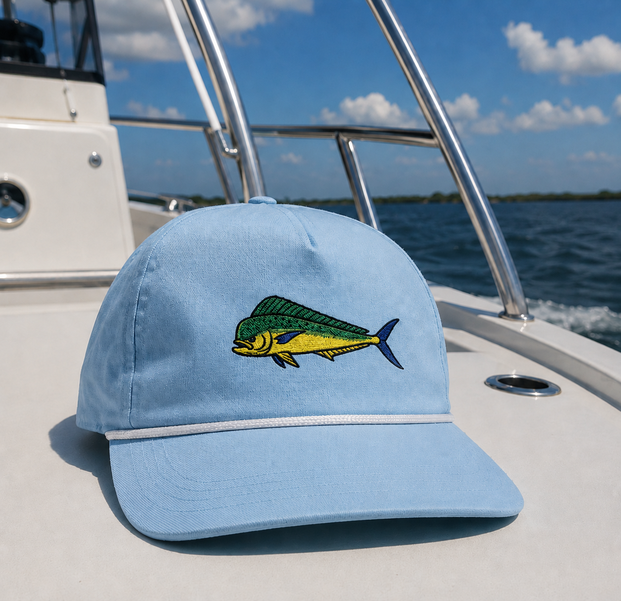 Mahi Embroidered Rope Hat | Light Blue