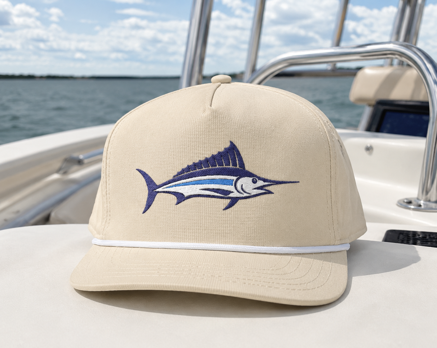 Embroidered Marlin Rope Hat | Cream