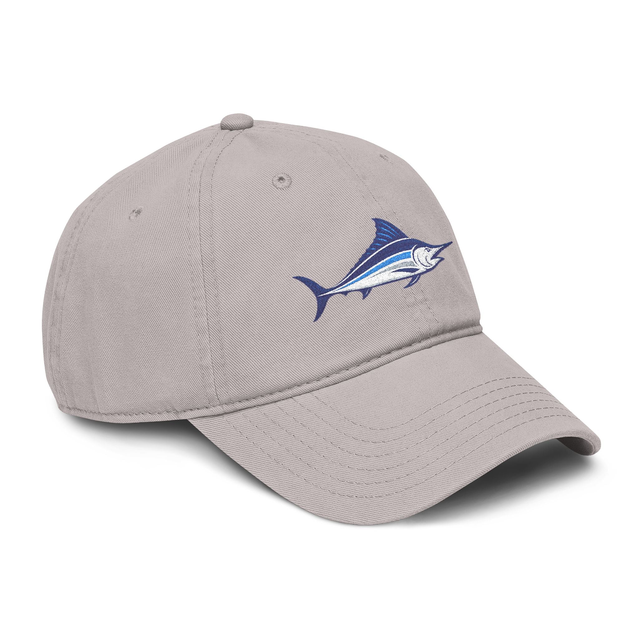 Embroidered Marlin Washed Cotton Fishing Hat