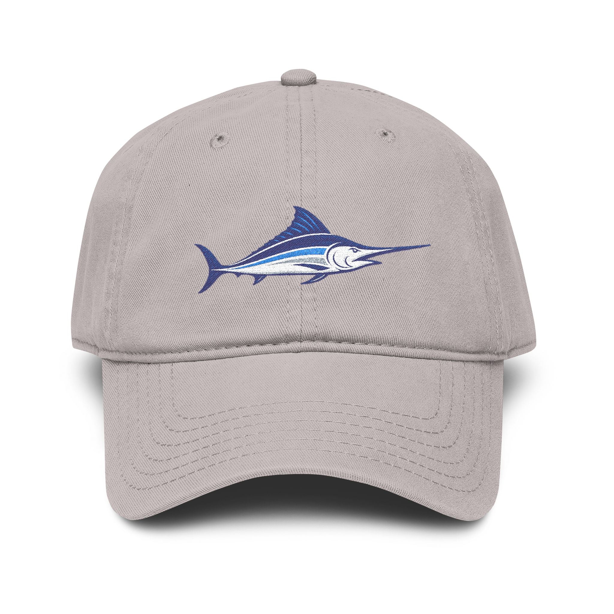 Embroidered Blue Marlin Baseball Cap — Washed Cotton Fishing Hat