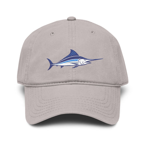 Embroidered Blue Marlin Baseball Cap — Washed Cotton Fishing Hat